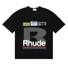 2025 Verão Masculino Rhude High Street Estampado Respirável Manga Curta Marca de Moda Camiseta de Manga Curta Pulôver Verão