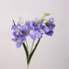Flor Artificial de Orquídea Nieve Fragante y Lujosa, Rama Única de Orquídea Fragante de Dos Puntas con Hojas, Flor Fragante para Boda y Arreglo Floral para el Hogar