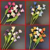 Ramo de simulación [terminado] al por mayor de orquídeas de lirio con gancho de lana, flores artificiales tejidas a mano, flores de campana, regalo navideño