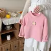 Camiseta Base Gruesa Sin Costuras Forrada de Polar para Niñas y Niños, Ropa Interior para Bebés y Niños Pequeños, Top Cálido de Manga Larga con Cuello Alto Medio de Polar Oli