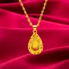 Colar feminino de ouro de areia do Vietnã com pingente de gota de água, amor, ondulação d'água, colar feminino de gota d'água, atacado