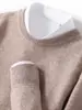 Suéter de lana gruesa para hombre, cuello redondo, manga larga, informal, de negocios, sencillo, holgado, combinable, de punto, para uso exterior, camisa base