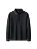 Camisa POLO Masculina de Manga Longa, Casual de Negócios, Gola Reversível, Cor Sólida, Respirável, Camiseta Esportiva, Estilo Primavera e Outono Masculino