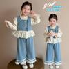 Conjunto de Primavera y Otoño para Niñas 2025 Nueva Moda Bebé Niña Otoño Niños Celebridad de Internet Primavera y Otoño Chaleco Conjunto de Tres Piezas Tendencia