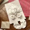 Conjunto de Chapéu e Meias para Bebê Menina, Chapéu de Tricô com Coroa Floral, Chapéu com Proteção para Moleira de Recém-Nascido, Chapéu Indiano