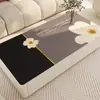 Protetor de mesa retangular estilo pintura a óleo com padrão floral vintage, textura de couro sintético, tapete à prova d'água e resistente ao calor para mesa de jantar e mesa de centro