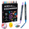 Marcadores acrílicos de doble punta y doble color, colores apilables, marcadores de colores transfronterizos, secado rápido, no traspasan, papelería europea y americana para el regreso a clases