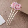 Nova Presilha de Cabelo Três Pontas com Contas de Flor de Peônia Estilo Chinês, Suave e Elegante, Presilha Exquisita Estilo Antigo para Coques na Nuca