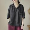 Camiseta de Manga Corta Talla Grande de Algodón Lino Nueva Sudadera con Capucha para Mujer Holgada Simple Artística Original Adelgazante Ropa para Mujer