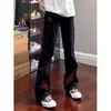 Jeans Masculino Verão 2025 Tendência Estilo Hong Kong Carta Personalizada Hip-Hop Ins Moda High Street Tendência Cool Calças Compridas