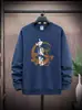 Sudadera Nueva para Hombre de Primavera y Otoño Pulóver de Tejido Compuesto para Hombre Cuello Redondo Holgada Talla Grande Deportiva Casual Dragón Chino Pesado