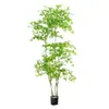 Planta en Maceta de Piso Nandina Domestica, Planta Verde Artificial Grande para Interiores, Decoración de Lujo Ligero para Sala de Estar, Árbol Artificial
