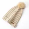 Gorro 100% cachemir puro, gorro de invierno tejido para adultos, con pompón de piel sintética, diseño que cubre las orejas y tejido de canalé cálido. Disponible en estilos para hombre y mujer