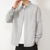 Camisa Oxford Listrada 2025 Masculina Manga Longa Primavera e Outono Moderna Solta Casual Masculina Manga Longa