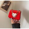 Bolso Transfronterizo para Mujer 2025 Nuevo Bolso de Cadena Cruzado con Textura Diseño Nicho Corazón Negro Dulce y Cool Mini Bolso