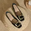Wow Personalización ~ Flats de Tacón Bajo, Femeninos Primavera y Otoño Nuevos Zapatos Granny de Charol con Punta Cuadrada, Zapatos Rojos de Tacón Grueso y Tacón Alto