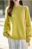 Otoño Invierno 2026 Nuevo Suéter de Punto 100% Lana Cepillada de Pelo Largo para Mujer Cuello Redondo Holgado Ropa de Mujer Top de Manga Larga Suéter
