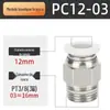 Conector Rápido de Tubo de Ar Plug Rápido Pneumático PC8-02 6-01 10-03 12-04 Rosca Externa Passante M5