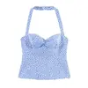 Sexy ZA Série Estilo Europeu e Americano 22026 Moda Atacado 1800 Top de Gola Halter 43 Comércio Exterior Feminino Poá Roupa Hot Girl