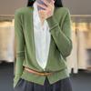 Cárdigan de Lana Falso de Dos Piezas para Mujer Primavera Temprana Nuevo Cuello en V Suéter Delgado Holgado Combinación de Colores Versátil Chaqueta de Punto de Lana