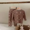 Conjunto Coreano de Ropa de Casa para Niños Otoño e Invierno, Ropa Interior Térmica, Pijama, Tejido Cepillado, Clase A, Defectos Menores por Defecto, Sin Devoluciones ni Cambios