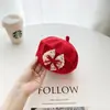 Touca Vermelha para Bebê Estilo Primavera e Outono para Meninas Recém-Nascidos 0-1-3 Anos Boina Chapéu de Tricô Chapéu de Abóbora
