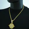 Collar con Colgante Grande para Hombre Europeo y Americano Estilo Hip-Hop Popular Aleación de Diamantes Completos Letra Colgante Redondo Joyería al por Mayor