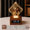 Bola de cristal creativa, luz de noche de madera maciza, lámpara ambiental de escritorio, decoración de mesita de noche, temática de mascotas gato y perro, regalo de recuerdo personalizable