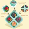 Lonchera Portátil Pequeña de Cuatro Compartimentos Lonchera de Paja de Trigo de 4 Compartimentos Frutas Bocadillos Bocadillos Nueces Caja de Conservación para Refrigerador Ensalada