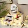 Caja de Almacenamiento de Cosméticos de Plástico de Escritorio Dormitorio de Estudiante Espejo de Maquillaje a Prueba de Polvo Lápiz Labial Mascarilla Estante de Almacenamiento de PVC