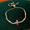 Pulseira ajustável com cruz de zircônia banhada a ouro 18k real, toque de luxo leve e de alta qualidade, joia personalizada estilo ins