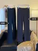 ¡Adelgazante y alargador de piernas! Pantalones negros versátiles de pierna recta, tiro alto, estilo casual minimalista, cropped, ligeramente acampanados, para mujer