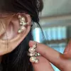 Pinzas para Orejas de Perlas de Lujo Ligero Estilo Francés de Gama Alta para Mujeres Sin Perforaciones, Elegantes Brazaletes para Orejas con Brillantes Pedrería, Pinzas para Cartílago de la Oreja, Accesorios para Orejas