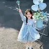 Vestido de Princesa Elsa para Niñas, Vestido de Primavera y Otoño para Bebés, Elegante Vestido de Elsa de Frozen, Vestido Abullonado Infantil