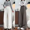 Calças casuais drapeadas estilo coreano/personalizadas para homens e mulheres, corte solto para o outono, calças casuais retas que emagrecem para o trabalho