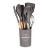 Spot 750g Utensílios de Cozinha de Silicone Conjunto de 12 Peças Utensílios de Cozinha com Cabo de Madeira Espátula Antiaderente Ferramentas de Cozinha Conjunto de Cozinha