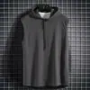 Chaleco con Capucha de Calle Estilo Hong Kong para Hombre, Camiseta sin Mangas con Capucha de Moda, Sudadera con Capucha para Hombre, Chaleco Deportivo Delgado de Verano