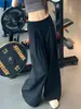 2026 Nuevo Estilo Americano Azul Klein Simple Relajado Versátil Estilo Casual Arrugado Tridimensional Pierna Ancha Secado Rápido Pantalones para Mujer