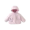 Chaqueta de plumas rosa para niña con diseño de conejo, nueva colección invierno 2026, moda infantil elegante y a la moda, estilo corto, rellena de plumón de pato blanco