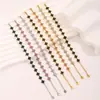 Pulseira de Contas de Zircônia Colorida de Alta Qualidade para Mulheres Marca Tendência Transfronteiriça de Moda Pulseira de Aço Titânio Versátil Pulseira de Trevo de Quatro Folhas