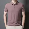 Camisa Polo de Hielo de Seda de Alta Gama sin Costuras de Talla Grande para Hombre, Multicolor, Marca de Tendencia Verano 2025, Polo de Cuello de Solapa, Manga Corta de Negocios para Hombre