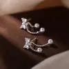 Brincos de Franja com Pérolas e Laço Estilo Novo Coreano e Japonês para Mulheres Brincos de Franja com Contas de Nicho Brincos de Luxo Leve de Alta Qualidade