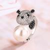Nueva Joyería de Otoño Anillo de Perla de Imitación Anillo de Panda Lindo Ajustable Moda para Mujer Venta al por Mayor