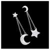 Pendientes de plata de ley 925 con forma de estrella, luna y diamantes asimétricos, elegantes, estilo coreano, combinables.