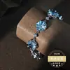 Pulseira de Topázio Natural com Corte Fogos de Artifício e Brilho Semelhante ao Fogo, Inlaid com Prata Esterlina S925, Fashionável, Única, De Alta Qualidade, Estilo Ins
