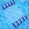 Balsa flotante inflable transfronteriza modelo nuevo hamaca para piscina balsa flotante plegable a rayas cama flotante inflable con red sillón flotante