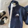 Camisa de Mezclilla para Niños 2026 Otoño Manga Larga Holgada Casual Chaqueta para Niños, Bebés y Niños Pequeños Camisa de Cuello Campana, Ropa para Niños