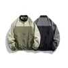Ropa Vintage 2025 Otoño Nuevo Estilo Japonés Chaqueta Exterior Patchwork con Cuello Alto Unisex Casual Holgada Abrigo de Trabajo
