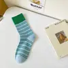 Primavera y Verano Nuevos Calcetines Coreanos Calcetines de Tubo Medio de Rayas en Contraste de Dopamina para Mujer Populares en Internet Ropa Exterior de Algodón para Hombre y Mujer Calcetines para Apilar