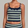 Arena Otoñal Estampado Retro Bloques de Color Rayas Ropa Deportiva Halter Falso Dos Piezas Cintura Ceñida Moldeador Tanque de Yoga para Mujer 1179